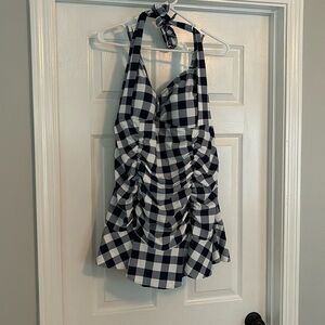 Vintage style gingham swim dress